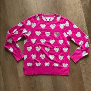 Charter Club Pink and Gray Heart Print Sweater, Size Small